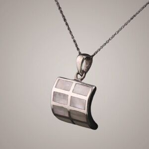 chunky STERLING silver necklace 925 with MOP inlay